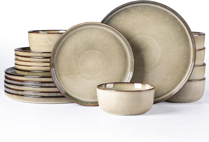 GBHOME Dinnerware Sets for 4, 12 Pieces Ceramic Plates and Bowls Set | Amazon (US)
