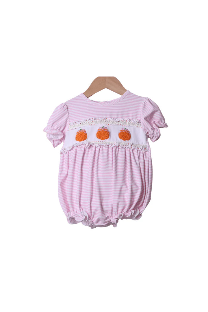 Smocked Pink Stripe Pumpkin Bubble | The Smocked Flamingo