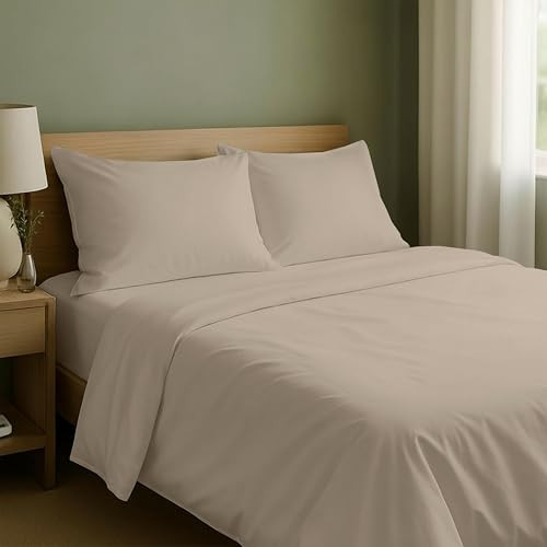 California Design Den Queen Sheet Set - Natural 100% Cotton Sheets Queen Size Bed Set with Deep Pockets, Soft Sateen Weave, Breathable and Durable Bedding Beige (Warm Taupe) | Amazon (US)