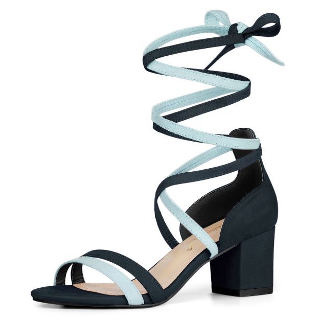 Allegra K Women's Open Toe Lace Up Color Block Heel Sandals | Target