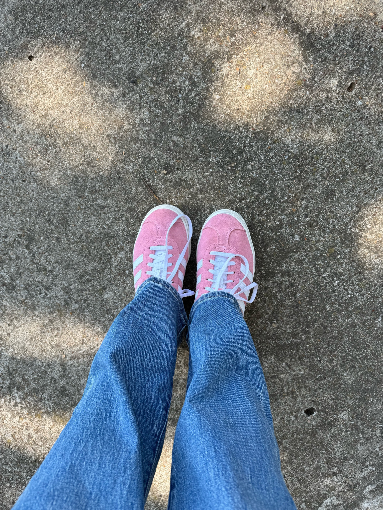 Pink Adidas Gazelles - they run large size 1/2 size down! 
Madewell 90s straight jeans 

#LTKstyletip #LTKsalealert
