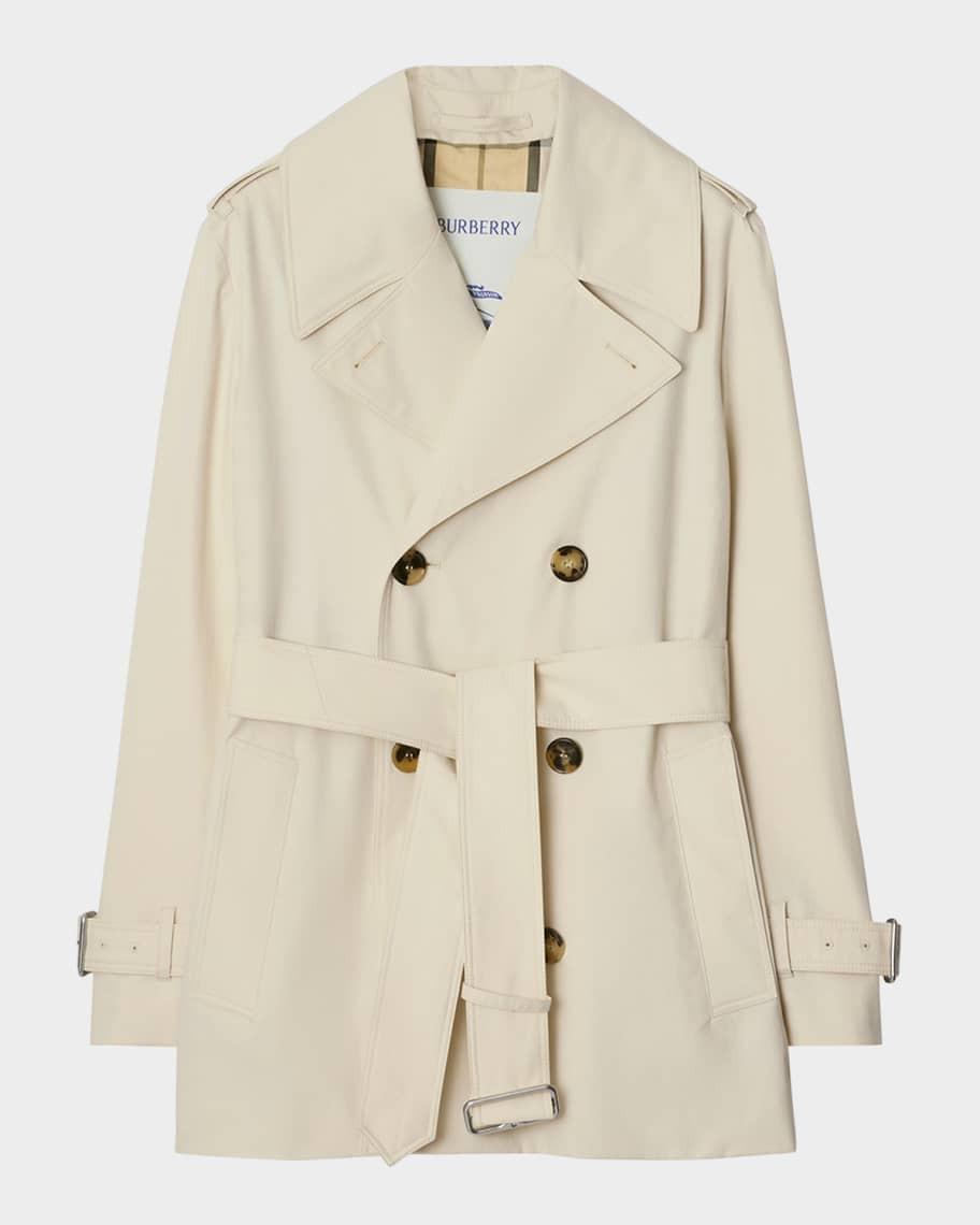 Burberry Belted Double-Breasted Short Trench Coat | Neiman Marcus