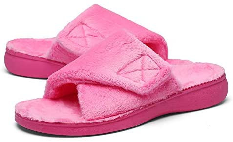 SOLLBEAM Fuzzy House Slippers With Arch Support Orthotic Heel Cup Sandals For Women | Amazon (US)