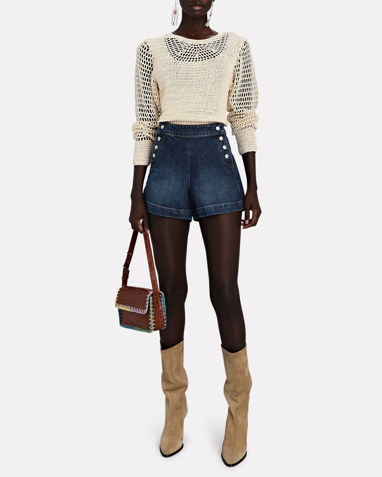 Sailor Snap-Front Denim Shorts | INTERMIX