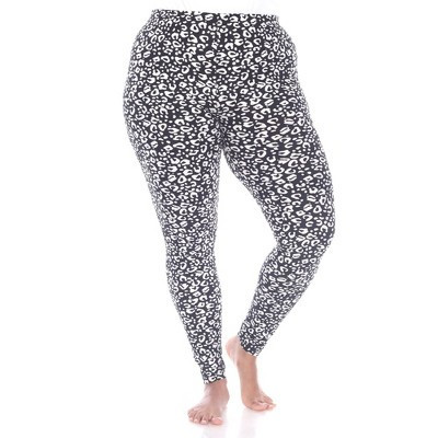 Women's Plus Size Super Soft Leopard Printed Leggings Black One Size Fits Most Plus Size - White Mark | Target