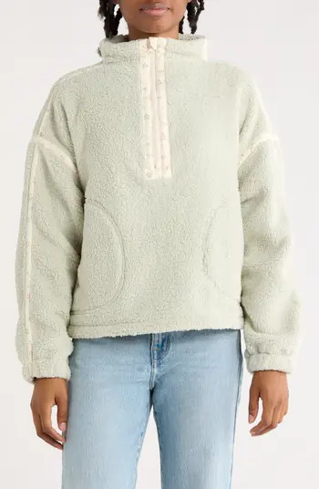 Thread & Supply Corduroy Trim Faux Shearling Half Zip Pullover | Nordstromrack | Nordstrom Rack