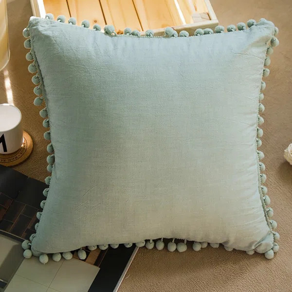 Moats Pom Pom Fringes Square Cotton Pillow Cover | Wayfair North America