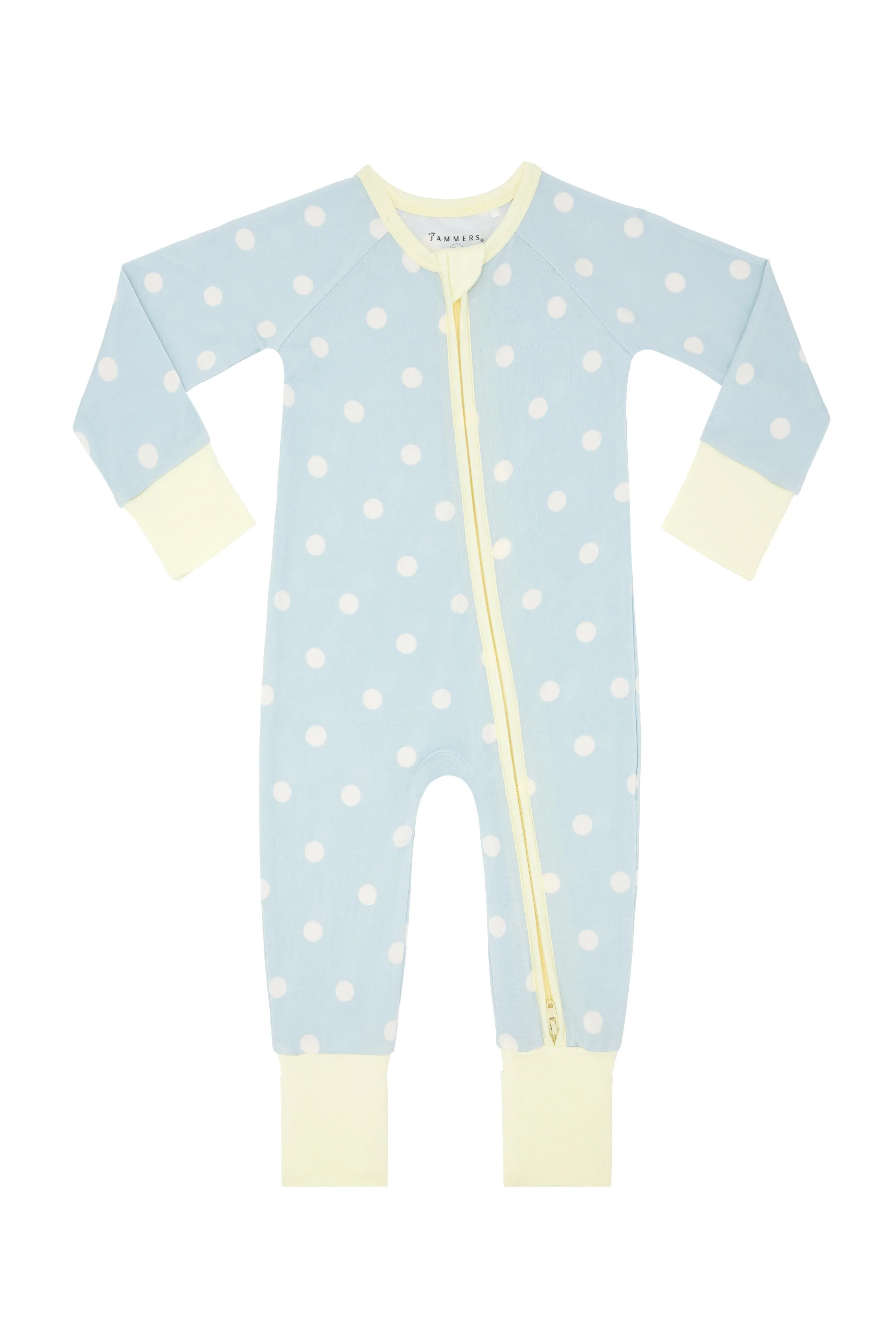 Sea Blue Polka Dot Zipper Romper | Bamboo Baby Pajamas | In My Jammers | In My Jammers
