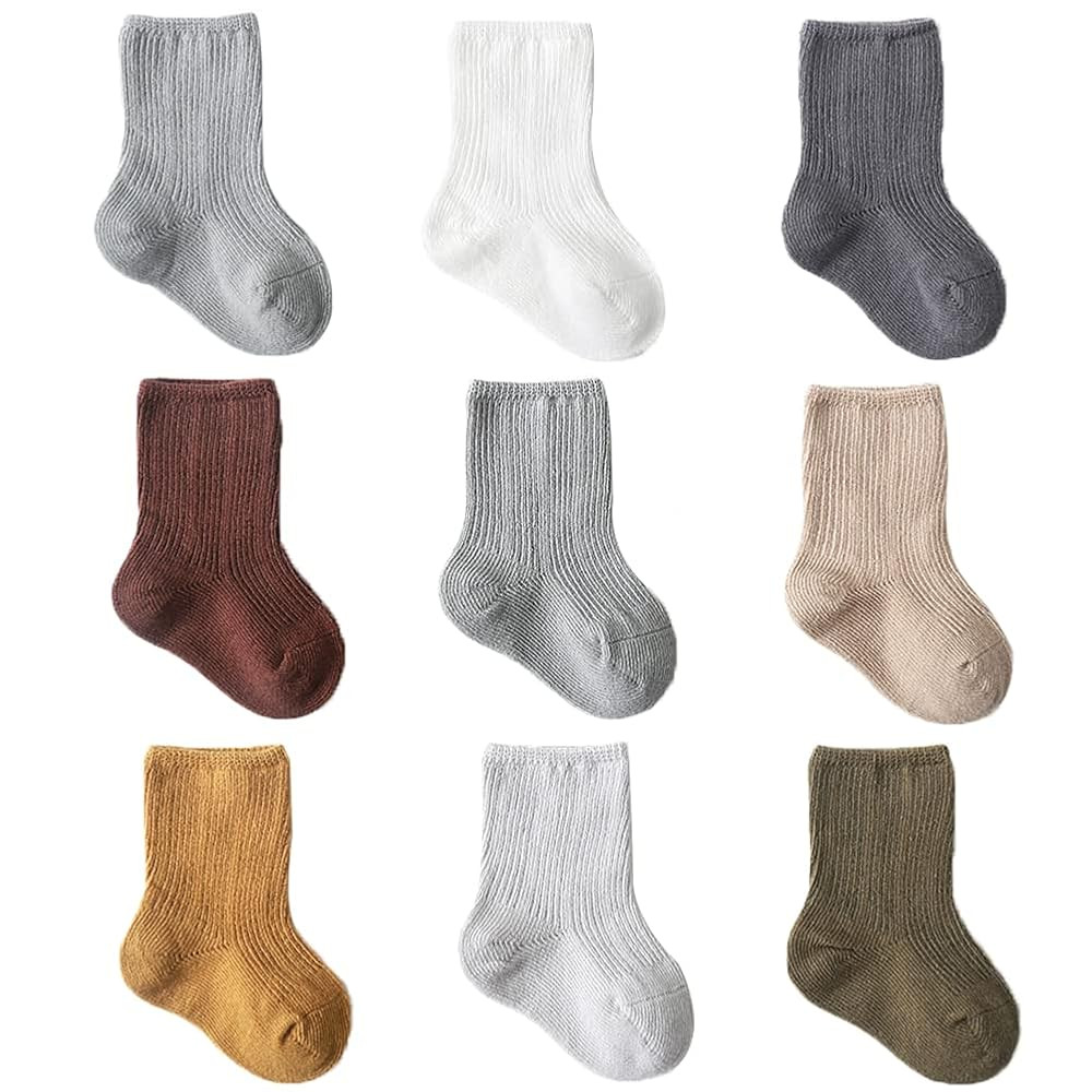 Newborn Cotton Crew Socks Unisex Baby Solid Color Sock Ankle Socks for Boy Girls Infant Toddlers | Amazon (US)