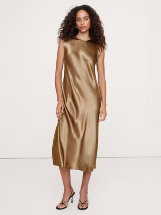Bias-Cut Satin Midi Dress | Banana Republic (US)