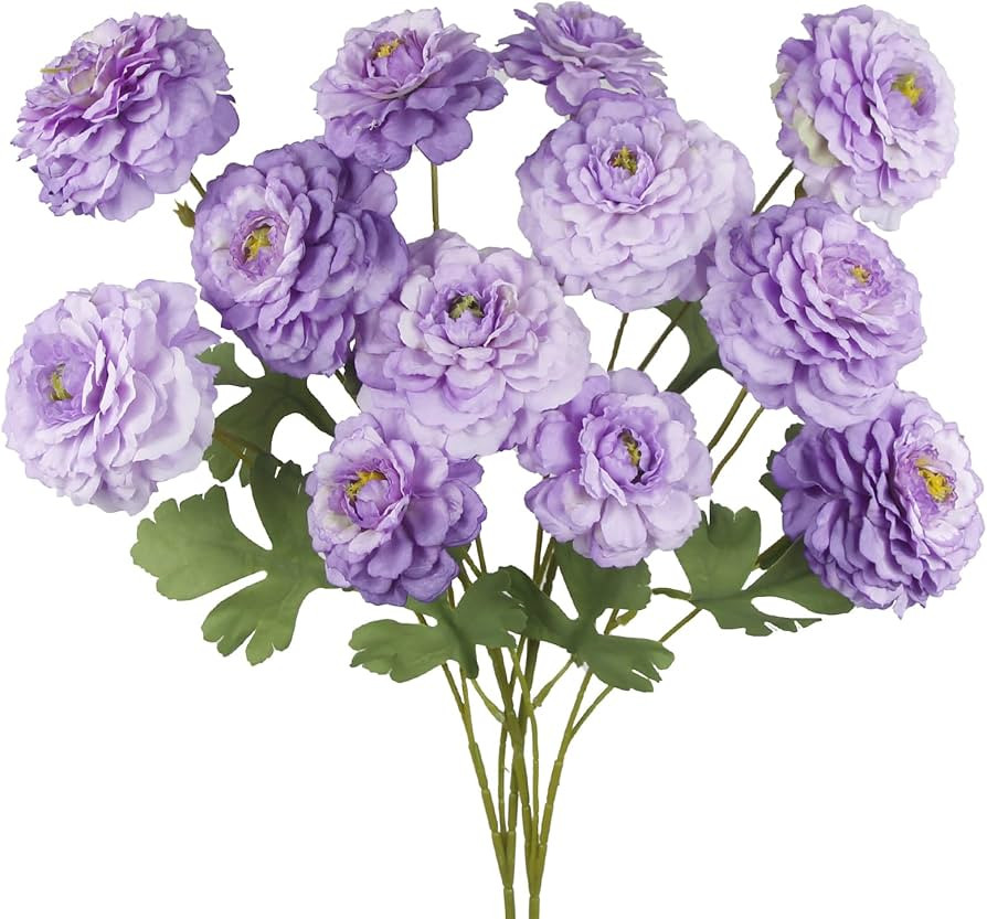 2 Pcs Artificial Flowers Spring Summer Purple Zinnia Silk Flowers with Long Stems Zinnia Elegans ... | Amazon (US)