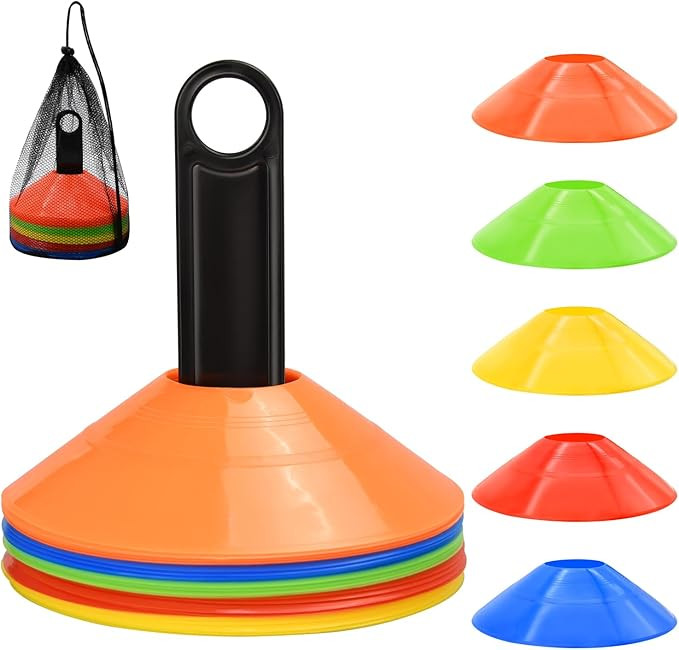 25/50/100pcs Disc Cones, Agility Soccer Cones with Carry Bag and Holder, Soccer Cones for Sports ... | Amazon (US)