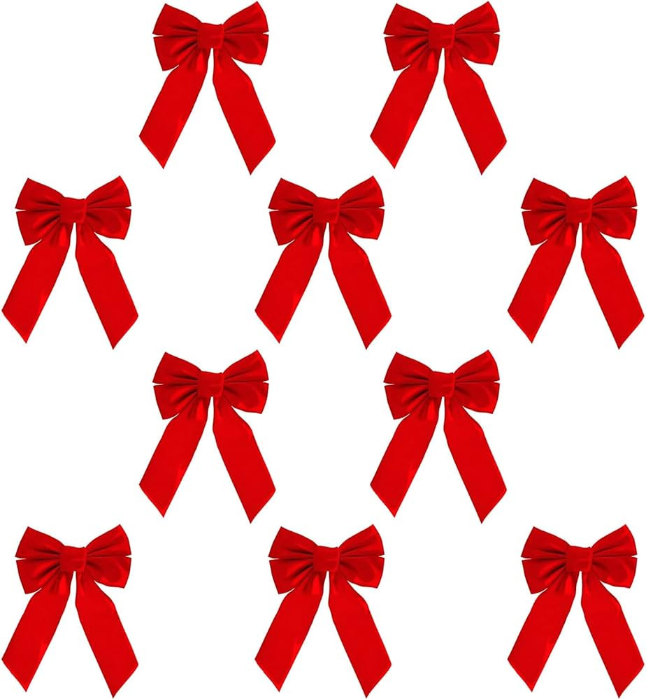 Red Velvet Christmas Wreath Bows 10 Pack - 9" W X 13" L - Holiday Bows Christmas Decorations - Ho... | Amazon (US)