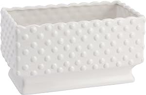 Creative Co-Op Cottagecore Ceramic Hobnail Planter with Scalloped Edge, White | Amazon (US)