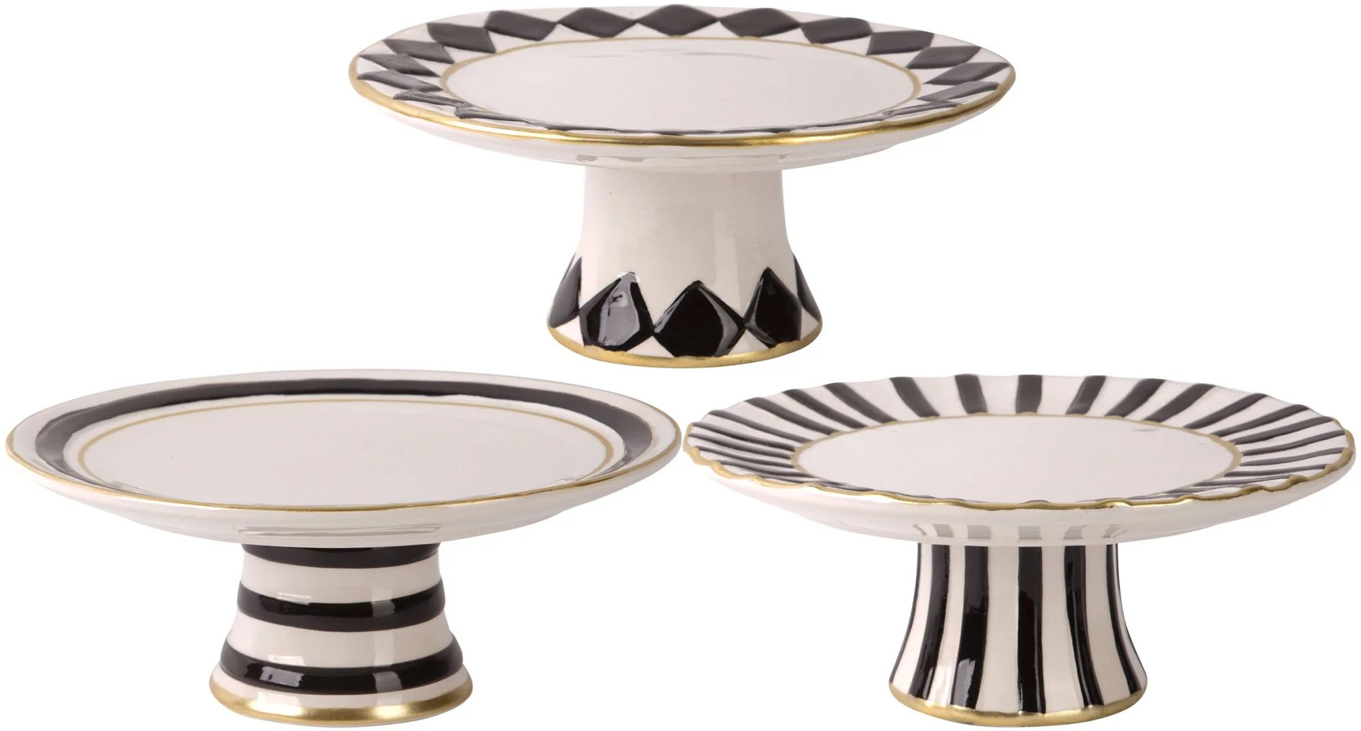 8" Black & White Painted Cake Stand | Modern Locke