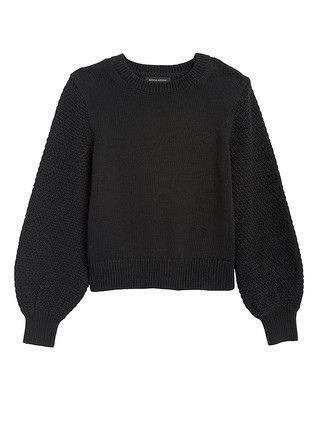 Cotton-Blend Balloon-Sleeve Sweater | Banana Republic (US)