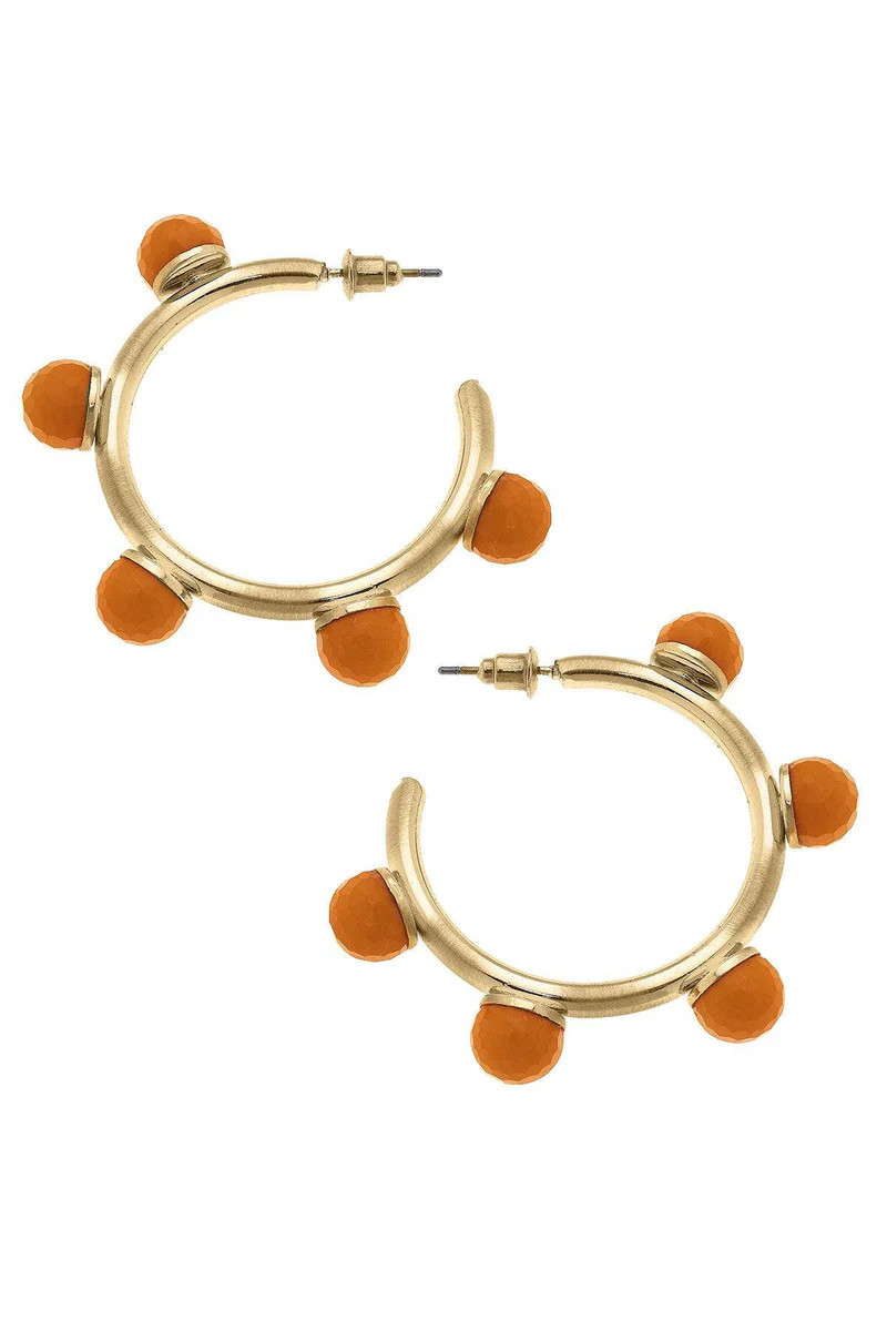 Allison Resin Beaded Hoop Earrings in Orange | CANVAS