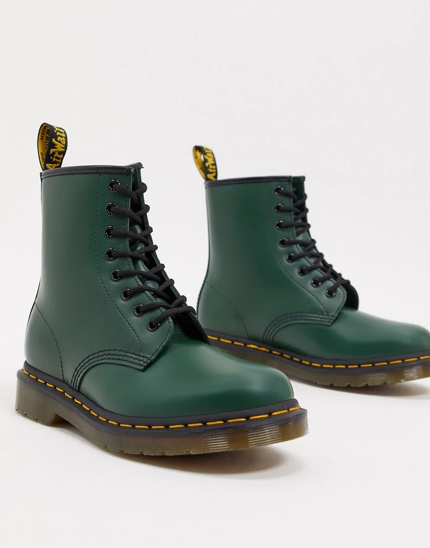 Dr Martens 1460 leather flat ankle boots in green | ASOS (Global)