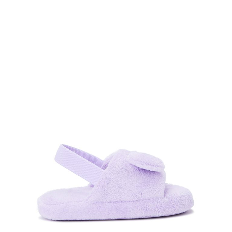 Wonder Nation Little and Big Girls Plush Slide Slippers with Heel Strap, Sizes 5/6-11/12 - Walmar... | Walmart (US)