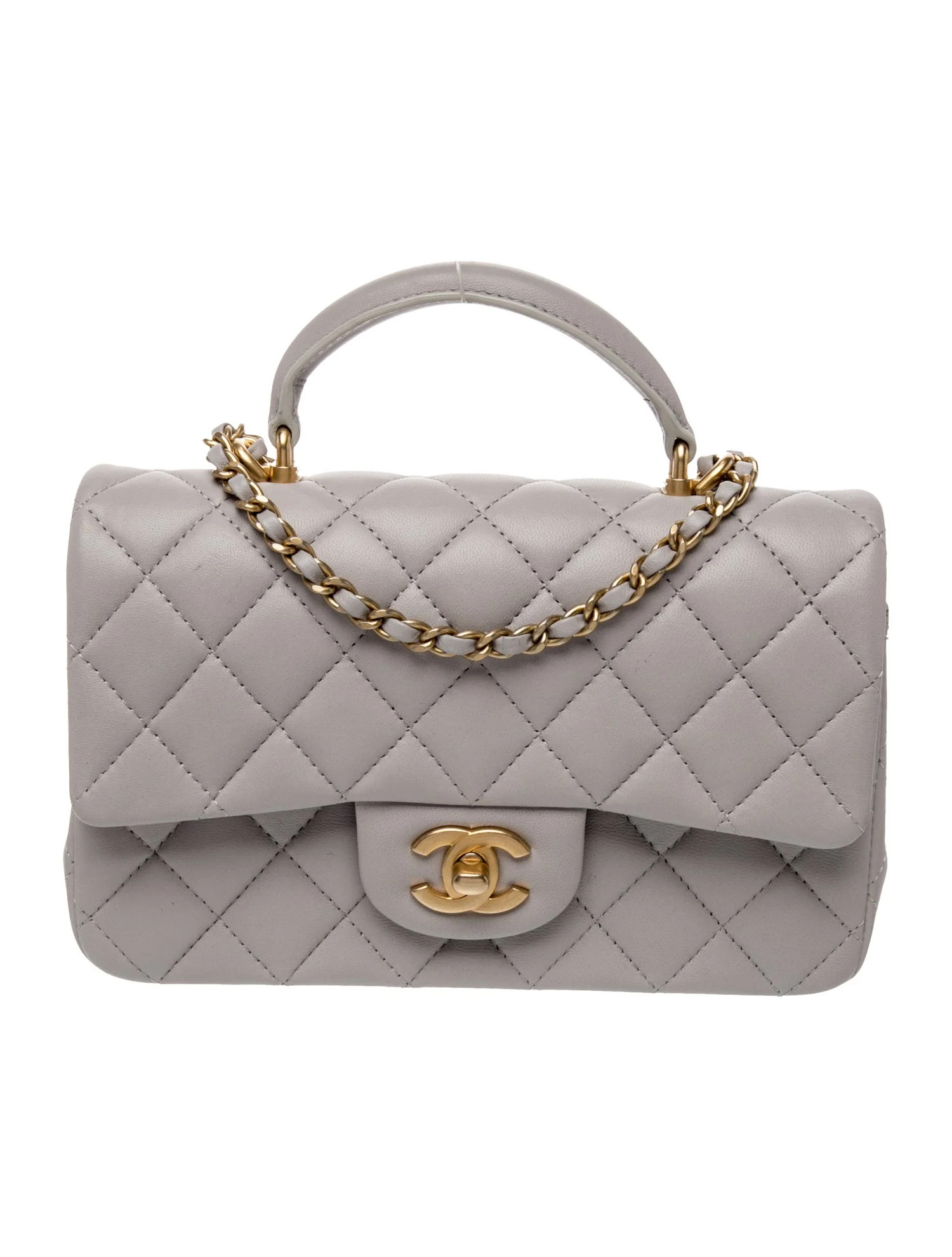 Chanel Classic Rectangular Mini Top Handle Flap Bag - Grey Handle Bags, Handbags - CHA1394448 | T... | The RealReal