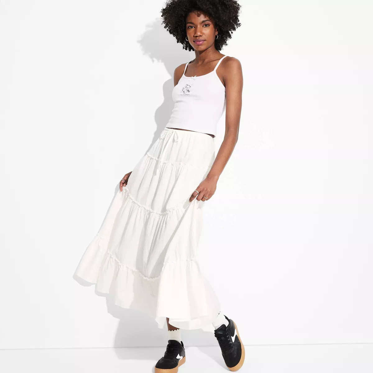 Women's Tiered Cotton Maxi Skirt - Wild Fable™ White XL | Target