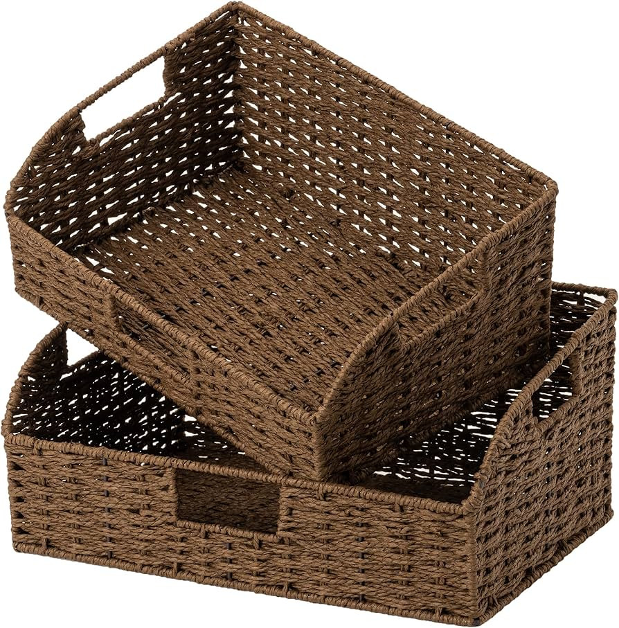 StorageWorks Pantry Baskets for Organizing, Paper Rope Storage Baskets for Shelves with Built-in ... | Amazon (US)
