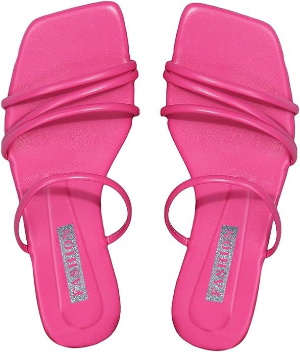 GORGLITTER Women's Cross Strappy Sandal Flat Sandals Toe Ring Slides Slip on Flip Flops | Amazon (US)