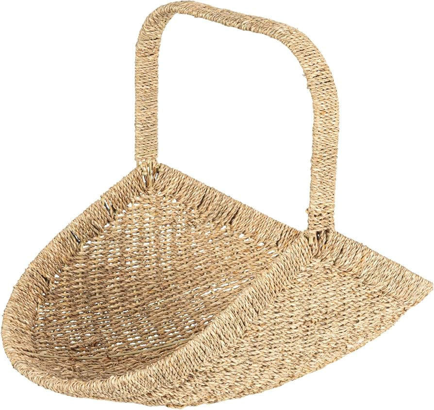 Household Essentials Woven Seagrass Flower Basket with Detachable Handle | Amazon (US)
