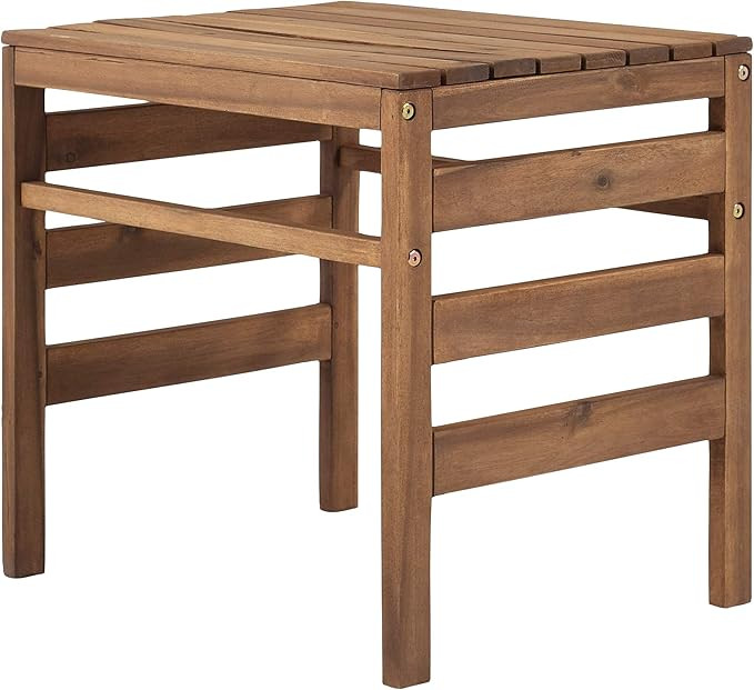 Walker Edison Ravello Contemporary Acacia Wood Slatted Patio Side Table, 18 Inch, Brown | Amazon (US)