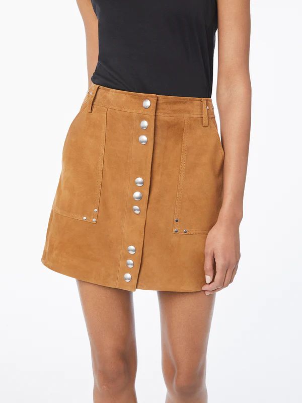 Suede Studded Mini Skirt -- Whiskey | Frame Denim
