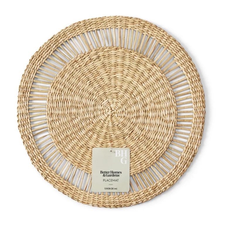 Better Homes & Gardens Seagrass Woven Round Placemat, 15 in, Natural | Walmart (US)