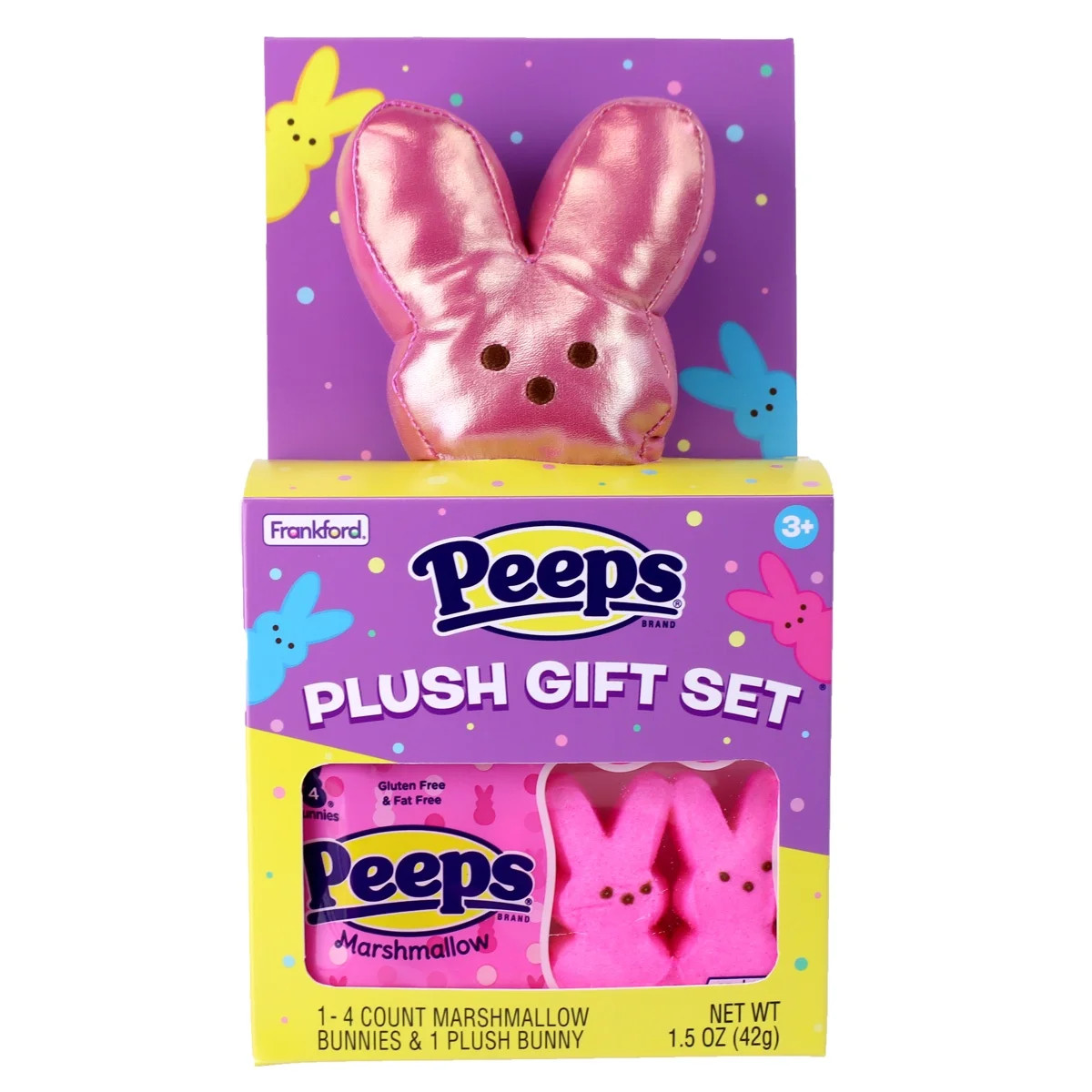 Frankford Peeps Easter Bunny Plush Pink Metallic Gift Set with Marshmallow Bunnies 1.5oz | Walmart (US)