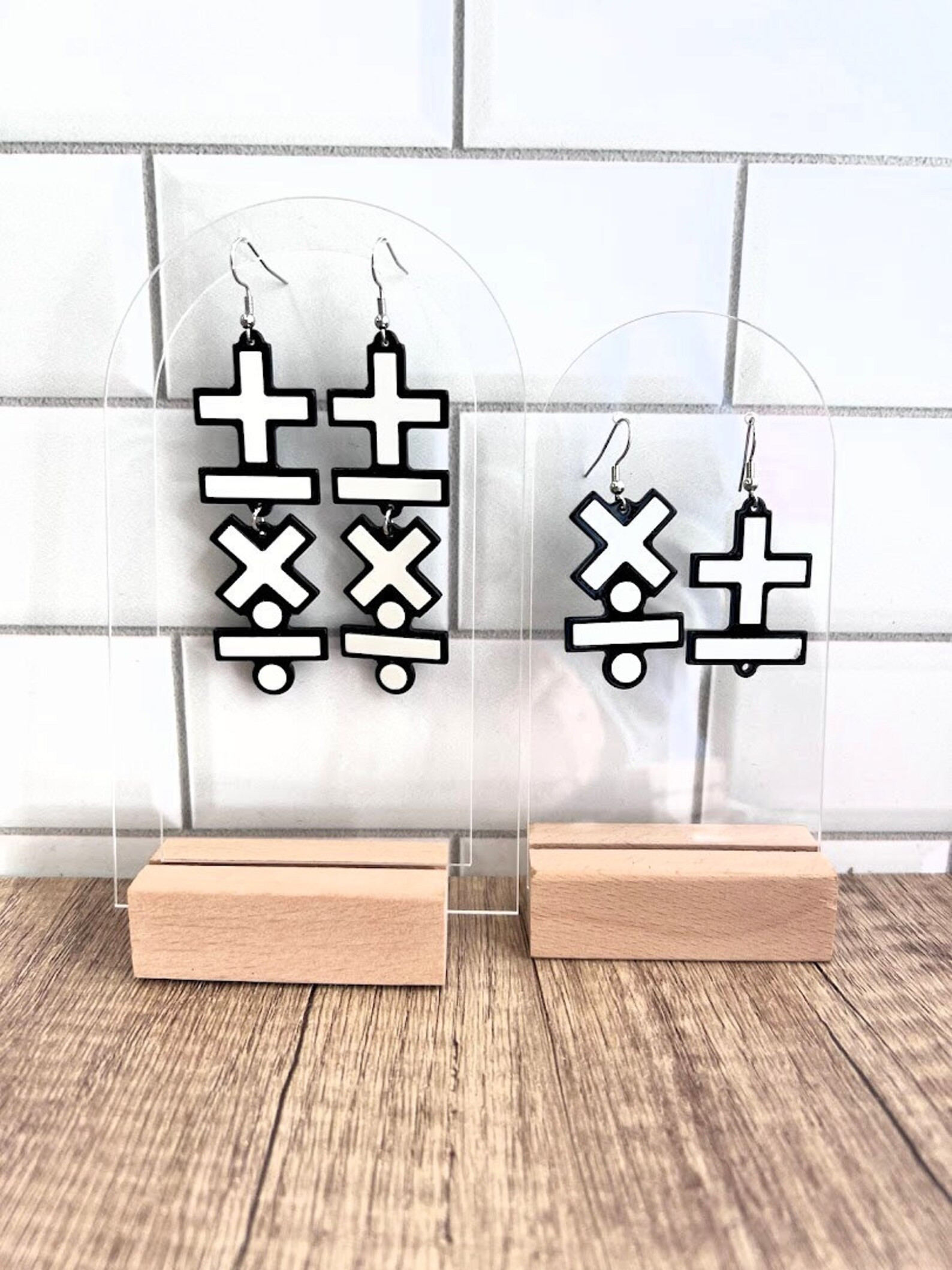 Math Themed Earrings Math Teacher Gift White and Black Jewelry - Etsy | Etsy (US)