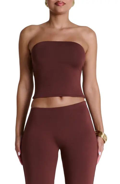 Naked Wardrobe Smooth Crop Tube Top in Pecan Brown at Nordstrom, Size Small | Nordstrom