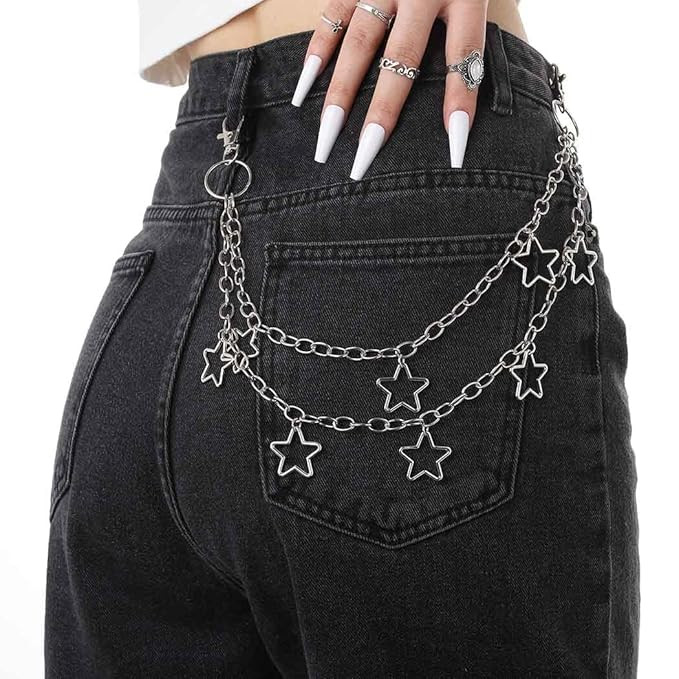 Tgirls Hip Hop Pants Chain - Goth Jean Star Punk Pocket Accessory for Women - Layered Acrylic Key... | Amazon (US)