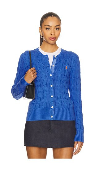 Polo Ralph Lauren Cable Knit Cotton Crewneck Cardigan in Royal. - size XL | Revolve Clothing (Global)