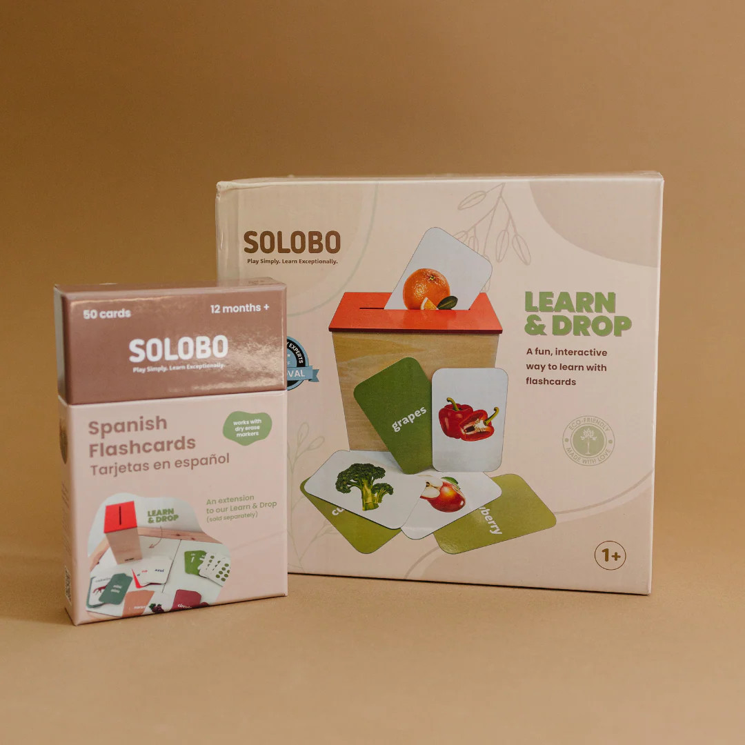 Learn & Drop + Spanish Flashcards Bundle | Solobo Toys