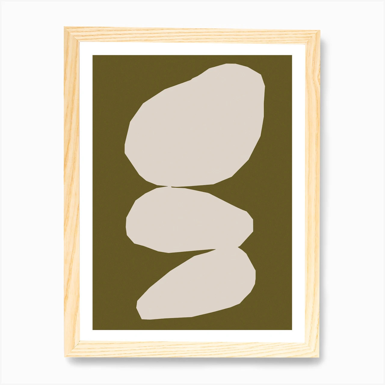 Abstract Forms On Olive Green Art Print | Fy! (UK)