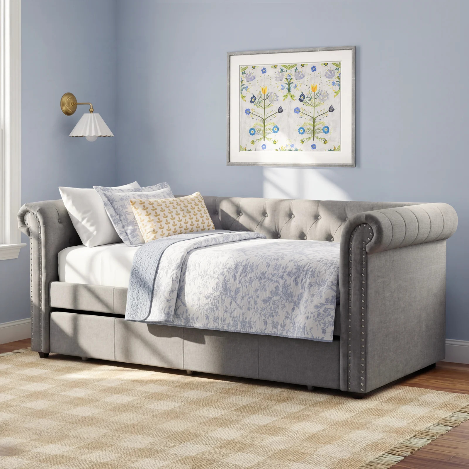 Mynard Upholstered Daybed with Trundle - Twin | Birch Lane