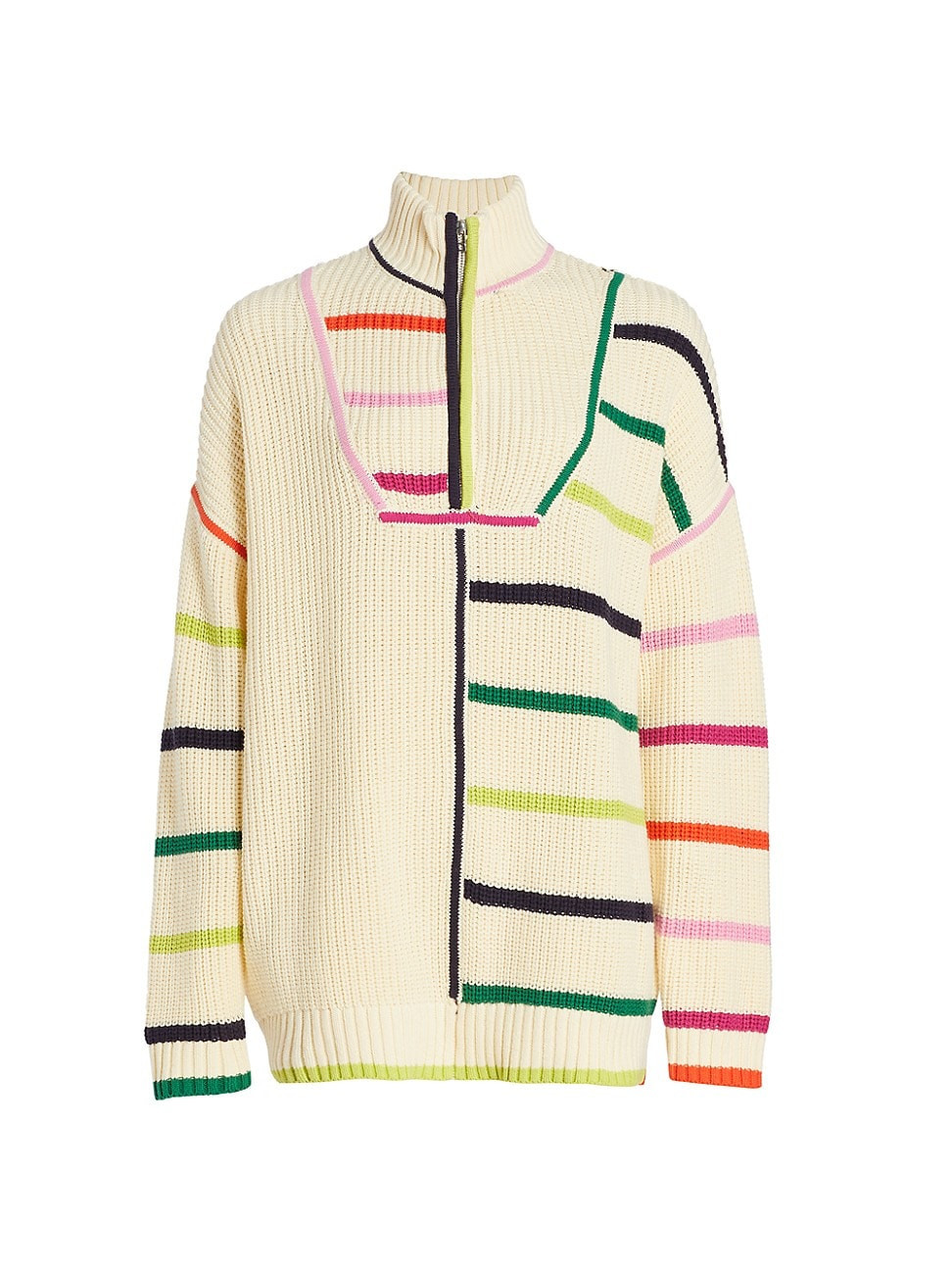 Women's Hampton Striped Oversized Sweater - Cream Rainbow Multi - Size Large | Saks Fifth Avenue