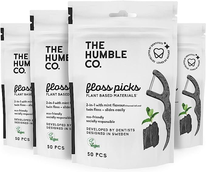 The Humble Co. Natural Dental Floss Picks (200 Count) - Vegan, Eco Friendly, Sustainable Dental F... | Amazon (US)