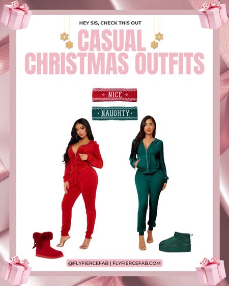 I’m starting to put together cute casual Christmas & holiday outfits, and I love the idea of velour sweatsuits with these $15 Target headbands 🎄🎁✨.

Both the red and green velour sweatsuits are from SheIn, and so are the matching green rhinestone winter boots.

The red Juicy Couture fur boots are currently on sale at Macy’s for $35 during their black friday pre-sale 🤑🛍️✨.

#LTKSeasonal #LTKfindsunder50 #LTKHoliday