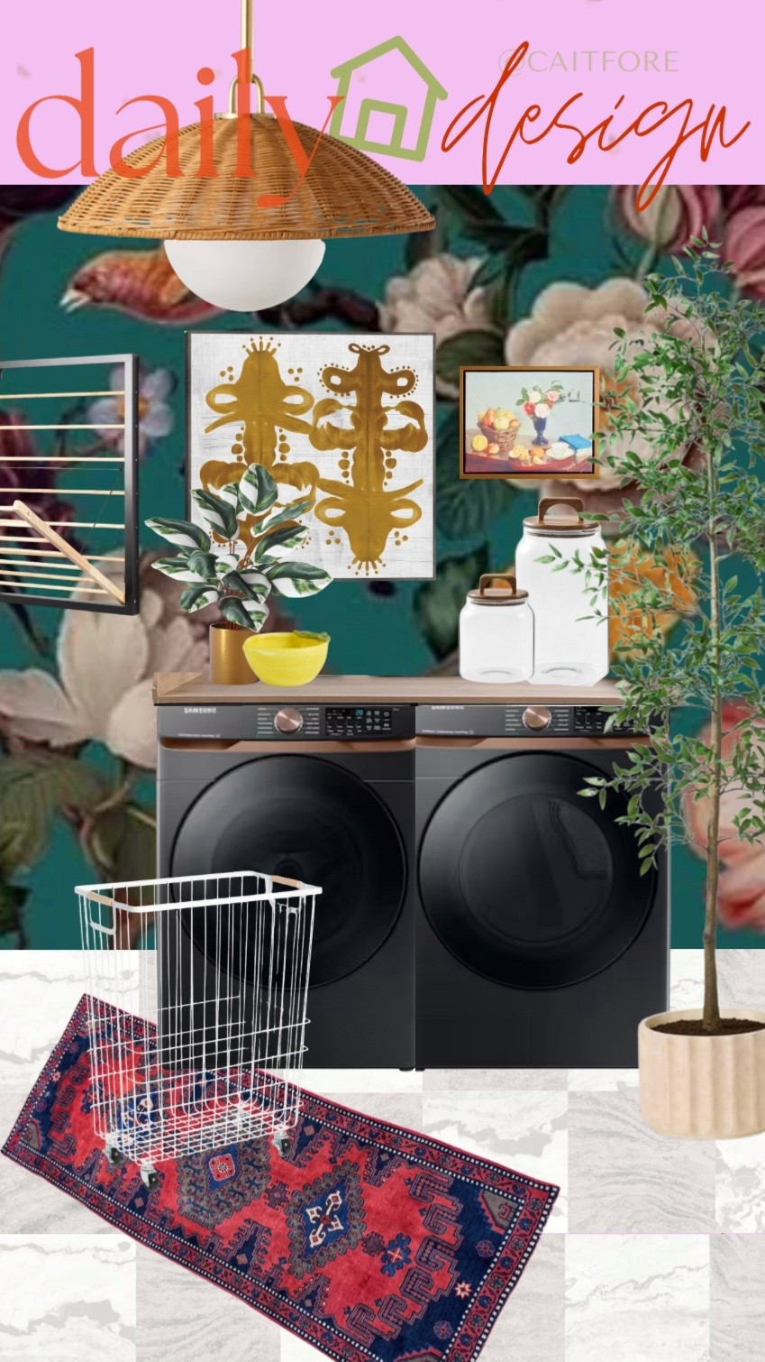 A maximalist laundry room with black washer and dryer 

#LTKFamily #LTKHome