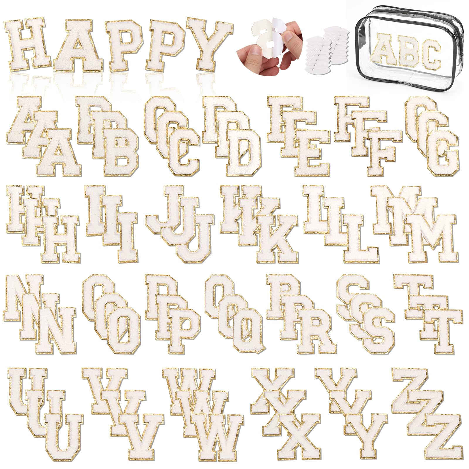 Chenille Letters Patches 78Pcs Self-Adhesive Letter Patches Sticker White Varsity Applique Fabric... | Amazon (US)