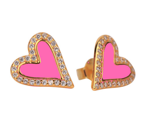 Color Shout Enamel Heart Stud Earrings in Hot Pink at Nordstrom | Nordstrom