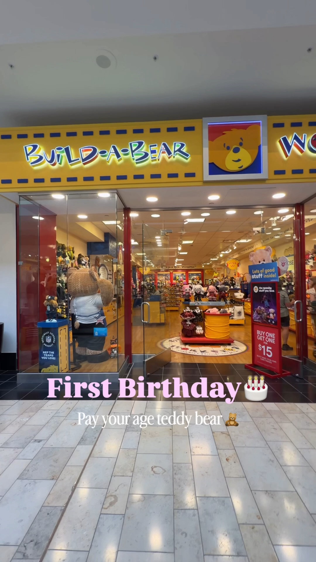 Build a bear has a pay your age program so if you’re baby is turning one, the bear is $1. My mom and sister came with us and it made for the sweetest memory!  🧸❤️🩷

#LTKmomlife #LTKBaby #LTKdayinmylife