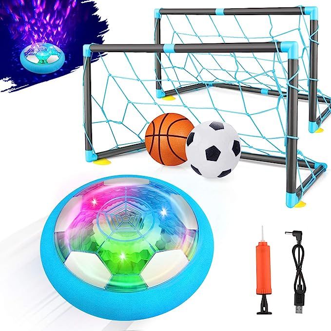 Growsland 2-in-1 Starlight Hover Soccer Ball Set with 2 Goals - Kids Toys Projector Rechargeable ... | Amazon (US)