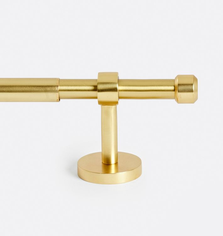 End Cap Adjustable Brass Drapery Rod Set | Rejuvenation