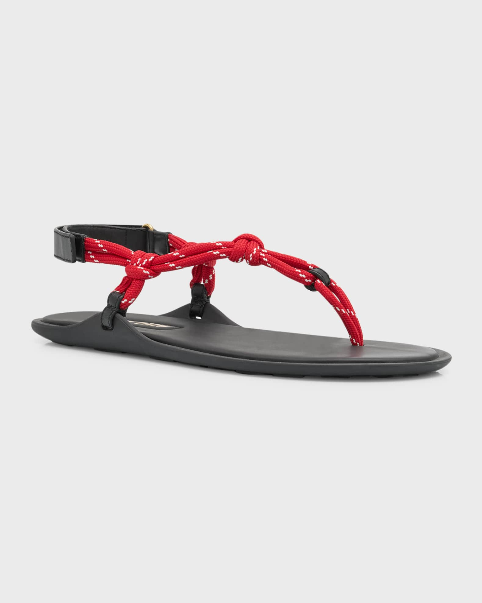 Sporty Rope Thong Slingback Sandals | Neiman Marcus