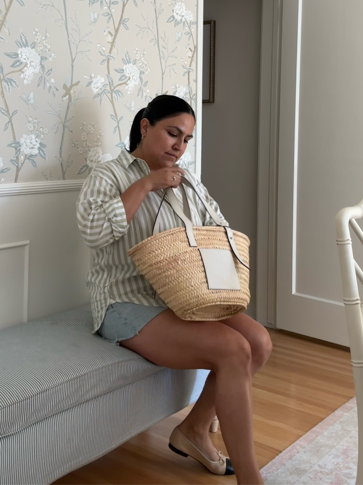 Running out the door outfit. My fave button up, perfect length cut offs, go-to straw bag and ballet flats. 

#LTKShoeCrush #LTKStyleTip #LTKOver40